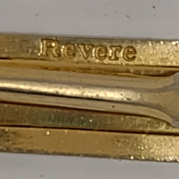 Vintage Anson Rever Tie Clip 1 5/8"  Mens jewelry Goldtone & Black - Picture 4 of 4